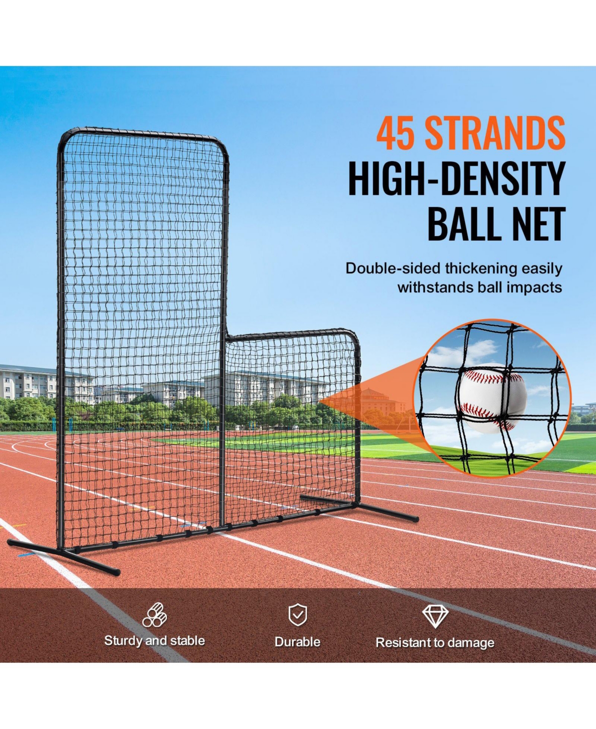 Mecale L-Screen Baseball Net, 7x7 ft Safety Pitching Screen with Carry Bag and Stakes, Heavy-Duty Batting Cage Protection Net