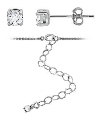 2-Pc. Cubic Zirconia (1-1/5 ct. t.w.) Open Circle Pendant Necklace and Stud Earrings Set
