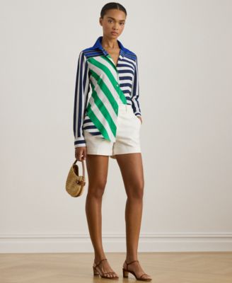 Women's Petite Long-Sleeve Striped Shirt