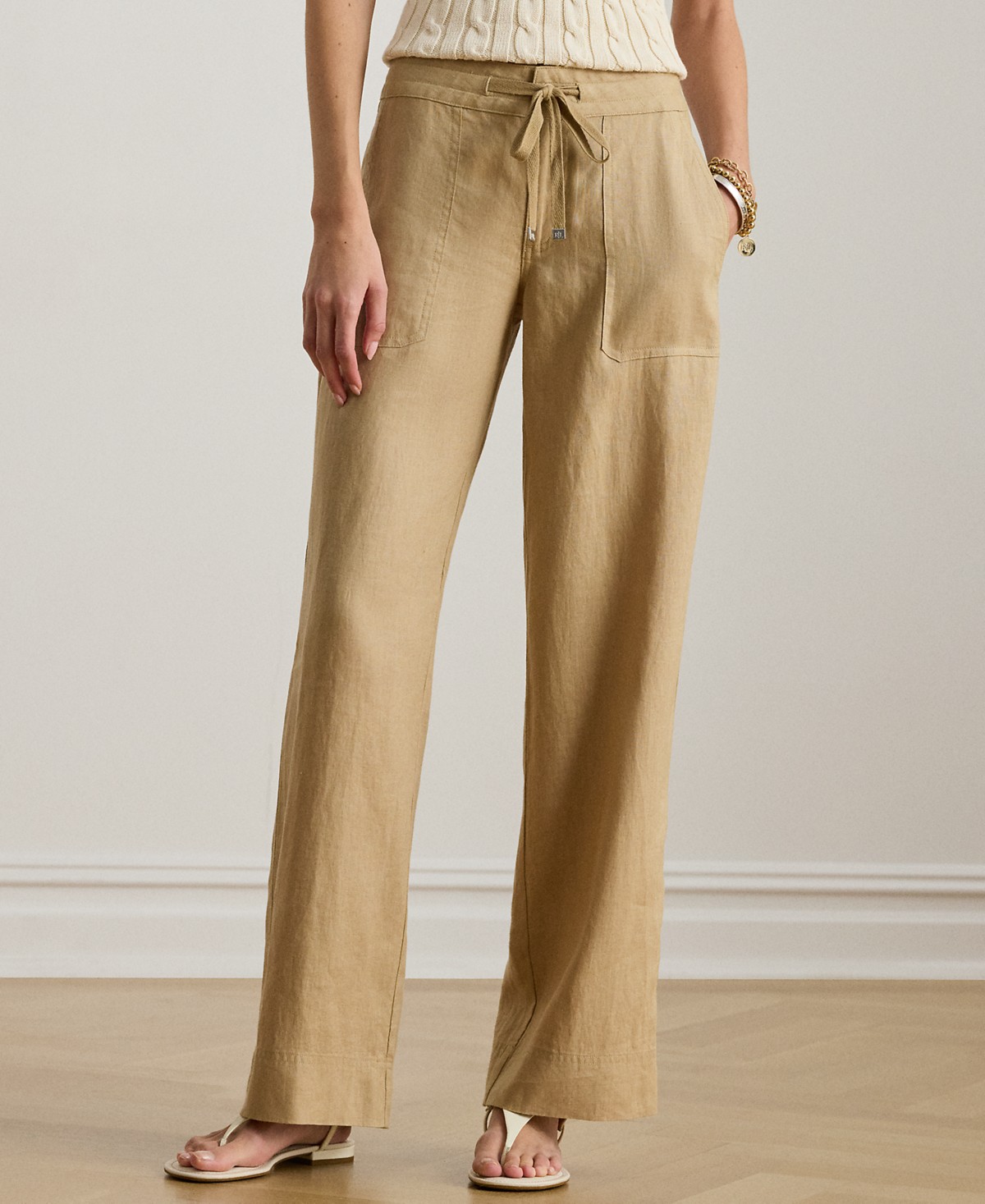 Женские Lauren Ralph Lauren Petite Wide-Leg Linen Pants — фото 1