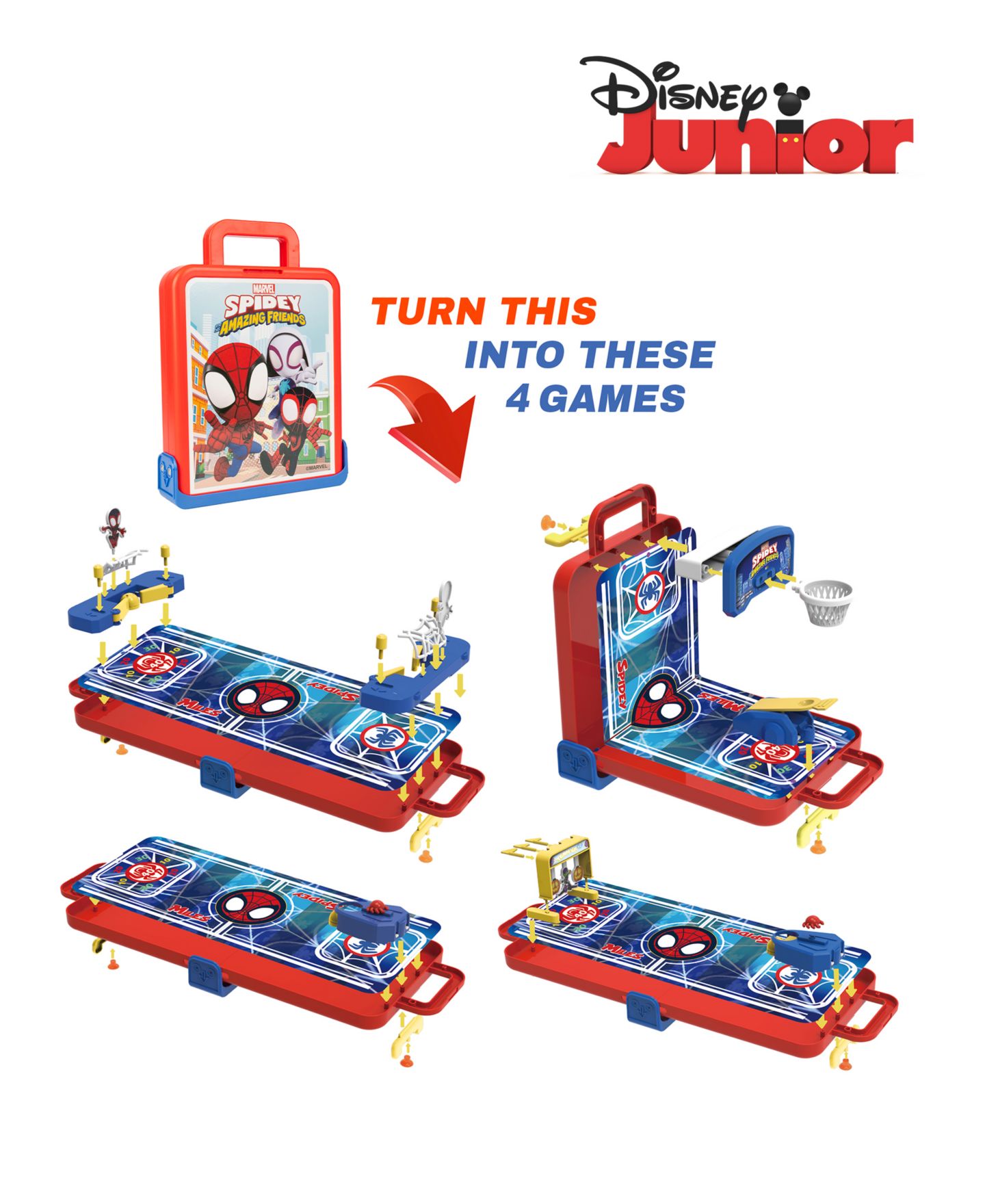 Детская игрушка World Tech Toys Spidey and His Amazing Friends 4-in-1 Tabletop Game, Ages 4+ — фото 2