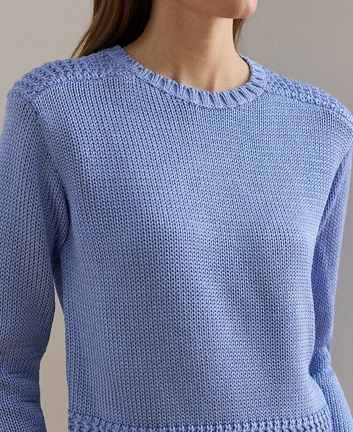 Women's Crew Neck Stitch Detailing Sweater - thumbnail 3
