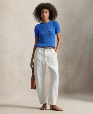 Women's Cable-Knit Short-Sleeve Sweater