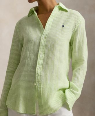 Women's Classic Fit Striped Linen Shirt