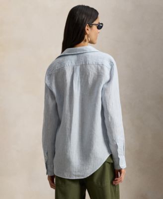 Women's Classic Fit Striped Linen Shirt