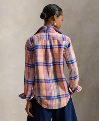 Women's Classic Fit Plaid Point Collar Shirt