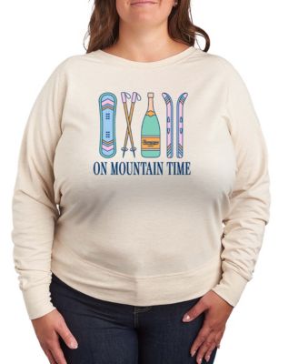 Plus Size On Mountain Time Word Art Pullover T-shirt
