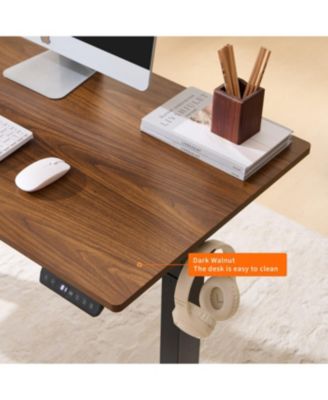 Electric Standing Desk, Adjustable Height, 24x48, Black Frame/Mahogany Top