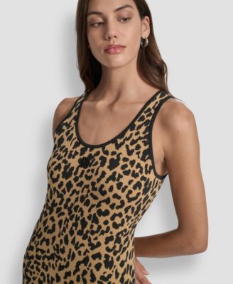 Women's Cheetah Jacquard Bodycon Sweater Dress