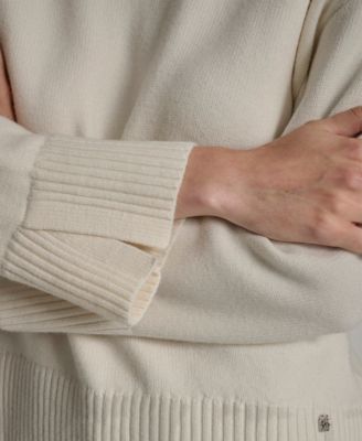 Women's Mock Neck Curved Hem Sweater