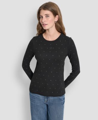 DKNY Jeans - Women's Rhinestone-Embellished Crewneck Sweater