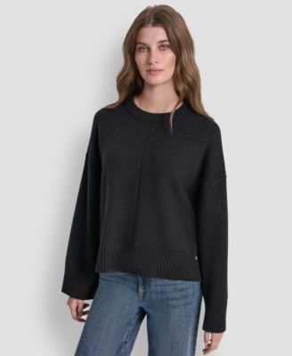 Women's Long Sleeve Bell Sleeve Relaxed Crew Neck Sweater