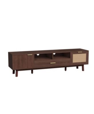 Wood TV Stand for 75" TVs with Soft-Close Doors