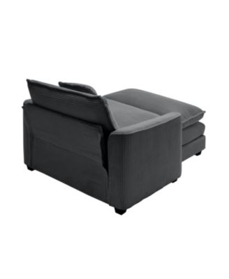 Grey Corduroy Deep Seat Chair with Footstool & Pillow