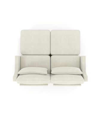 Chenille 2-Seater Sofa w/ Ottomans & Pillows