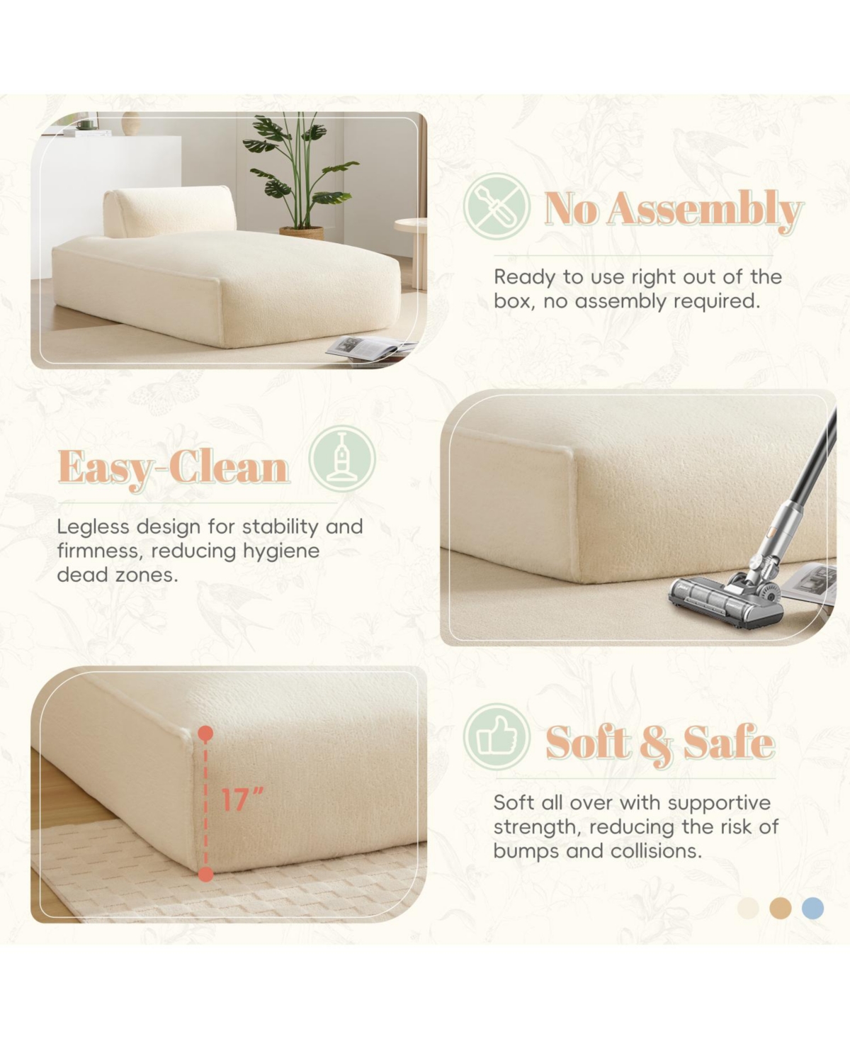 Streamdale Furniture 72" Modular Sofa Bed, Left-Facing, Foam-Filled, Free Combination