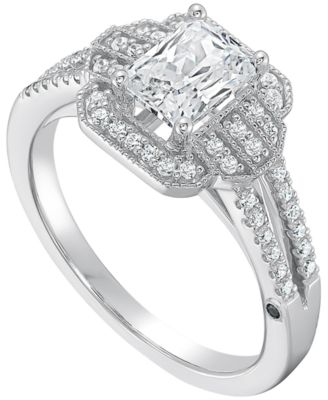 Emerald Diamond Halo Engagement Ring (3/4 ct. t.w.) in 14k White Gold