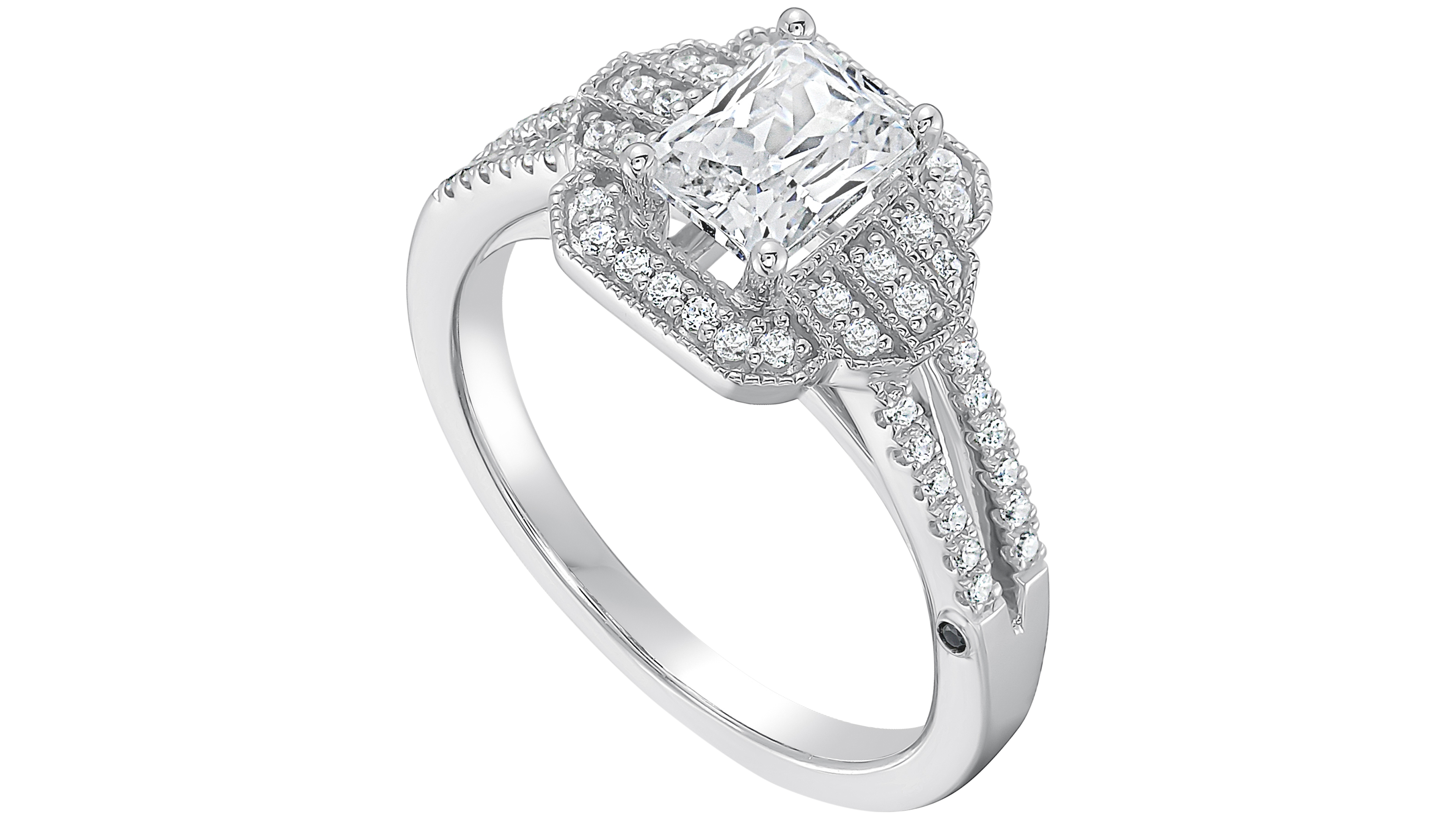 Macy's Emerald Diamond Halo Engagement Ring (3/4 ct. t.w.) in 14k White Gold