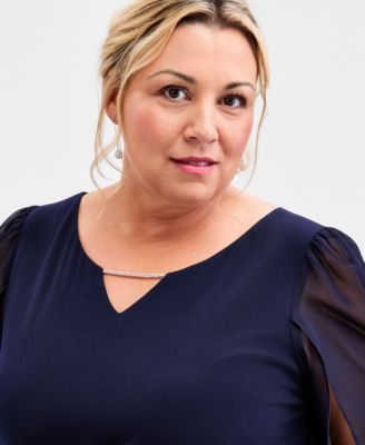 Plus Size Solid Jersey Rhinestone-Trim Maxi Dress