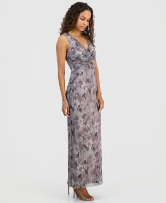 Petite Metallic V-Neck Twist-Front Dress