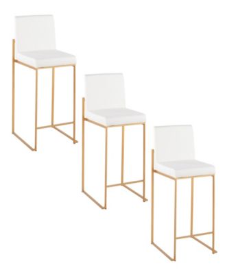Fabric Fuji Contemporary High Back Counter Stool, Set of 3