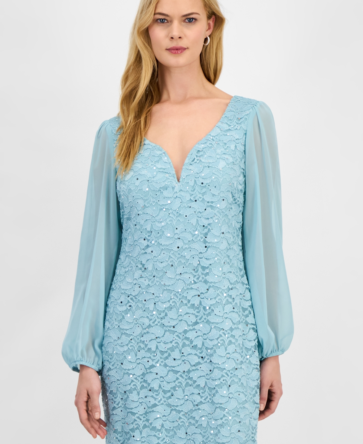 Connected Women's Sweetheart-Neck Long-Sleeve Midi Dress