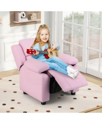 Deluxe Padded Kids Sofa Armchair Recliner Headrest Children w Storage Arms