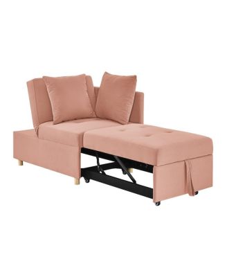 Modern Pull-Out Sleeper Chair Bed with Linen Fabric, Rolling Single Sofa Recliner for Living Room, Apartment, Office & Studio-Maison Boucle