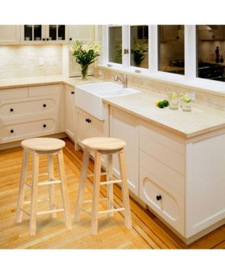 Classic Round-Seat 24" Tall Kitchen Counter Stools, Natural, Set of 2