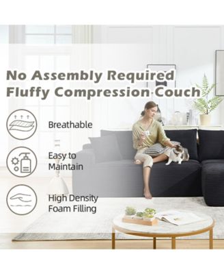 Modular Sectional Sofa Couches L-Shape Couch 3 Seat Modular Sofa Memory Foam Sectional Couches, Cloud Couch with Right Chaise.