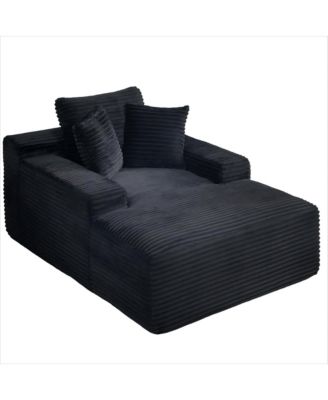 67 Inch White Velvet Chaise Lounge Chair with 9.9 Inch Wide Armrests and Deep Seat for Living Room