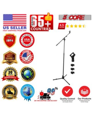 Mic Stand 2Pcs Adjustable Microphone Stands Floor w 180° Rotating Telescoping Metal Boom Arm