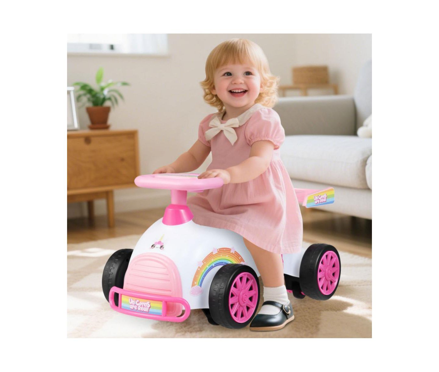 Детская игрушка HONGGE Kids Ride On Sliding Car with Music and Storage, цвет: Розовый — фото 6