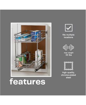 Glidez 11.5" W Steel Pull-Out Storage Organizer, 2-Tier Design, Chrome