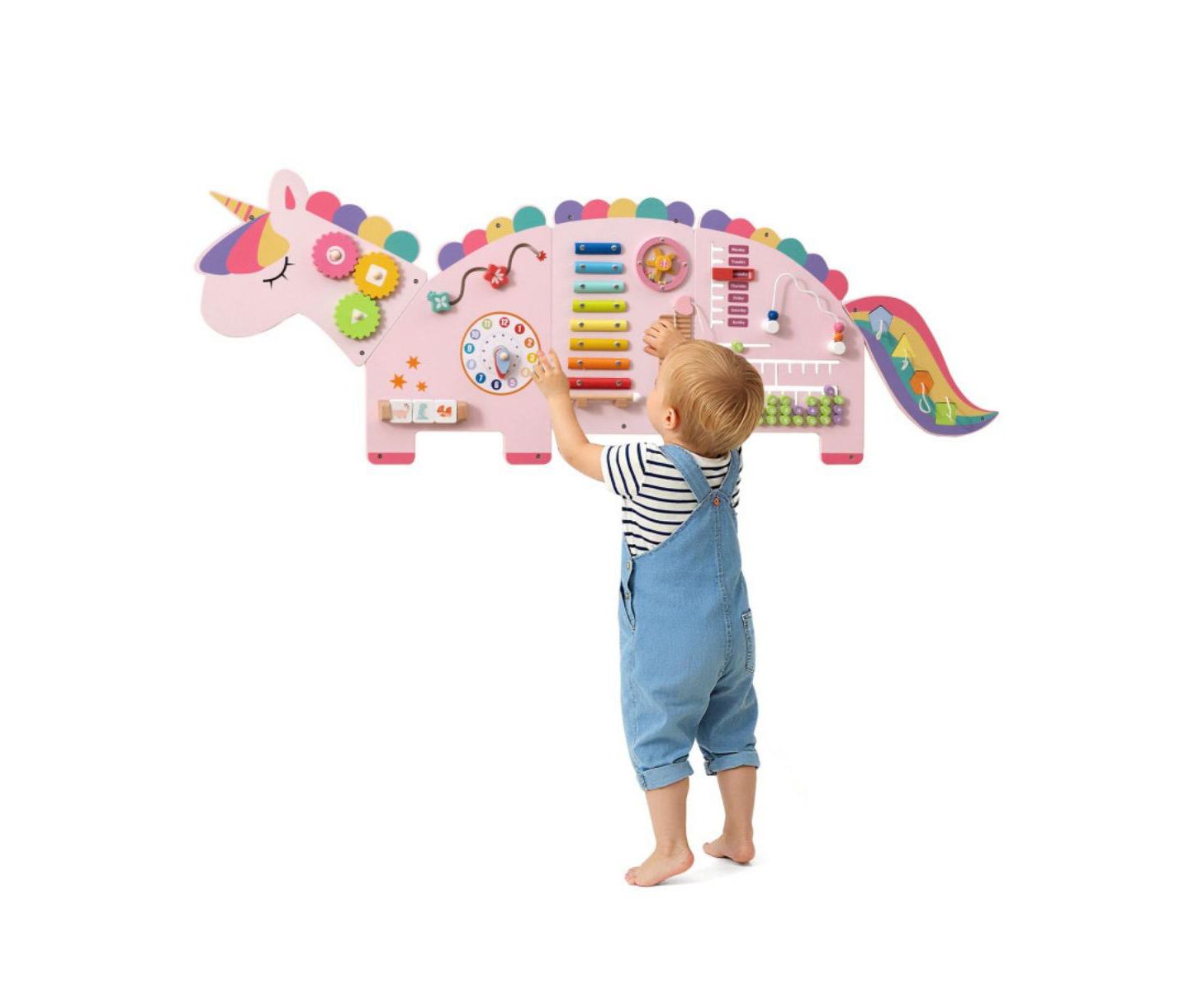 Детская игрушка HONGGE Kids Montessori Sensory Busy Board with 11 Learning Activities, цвет: Розовый — фото 6