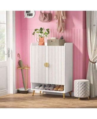 Wooden Shoe Storage Cabinet with Doors for Hallway Entryway