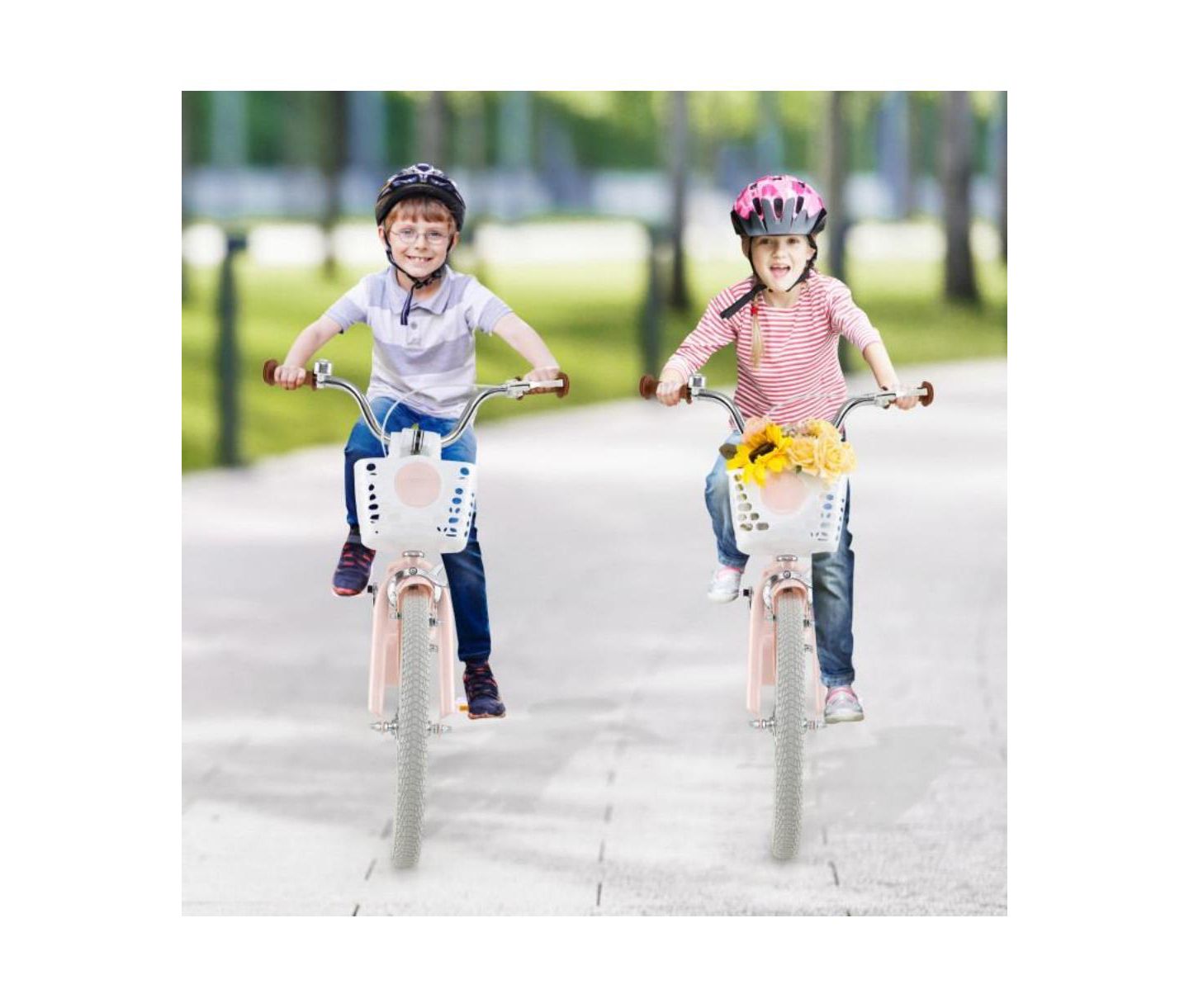 Детская игрушка HONGGE 20-Inch Carbon Steel Kids' Bicycle with Adjustable Seat & Handlebar and Dual Brake System, Ages 8+, цвет: Розовый — фото 3