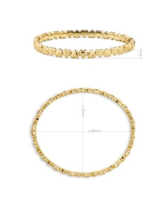 Sweet Heart Eternity Bangle Bracelet in Gold Plated Sterling Silver, Size Medium