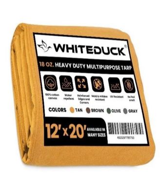 White Duck Outdoors 18 oz. Canvas Tarp 12x20 Tan