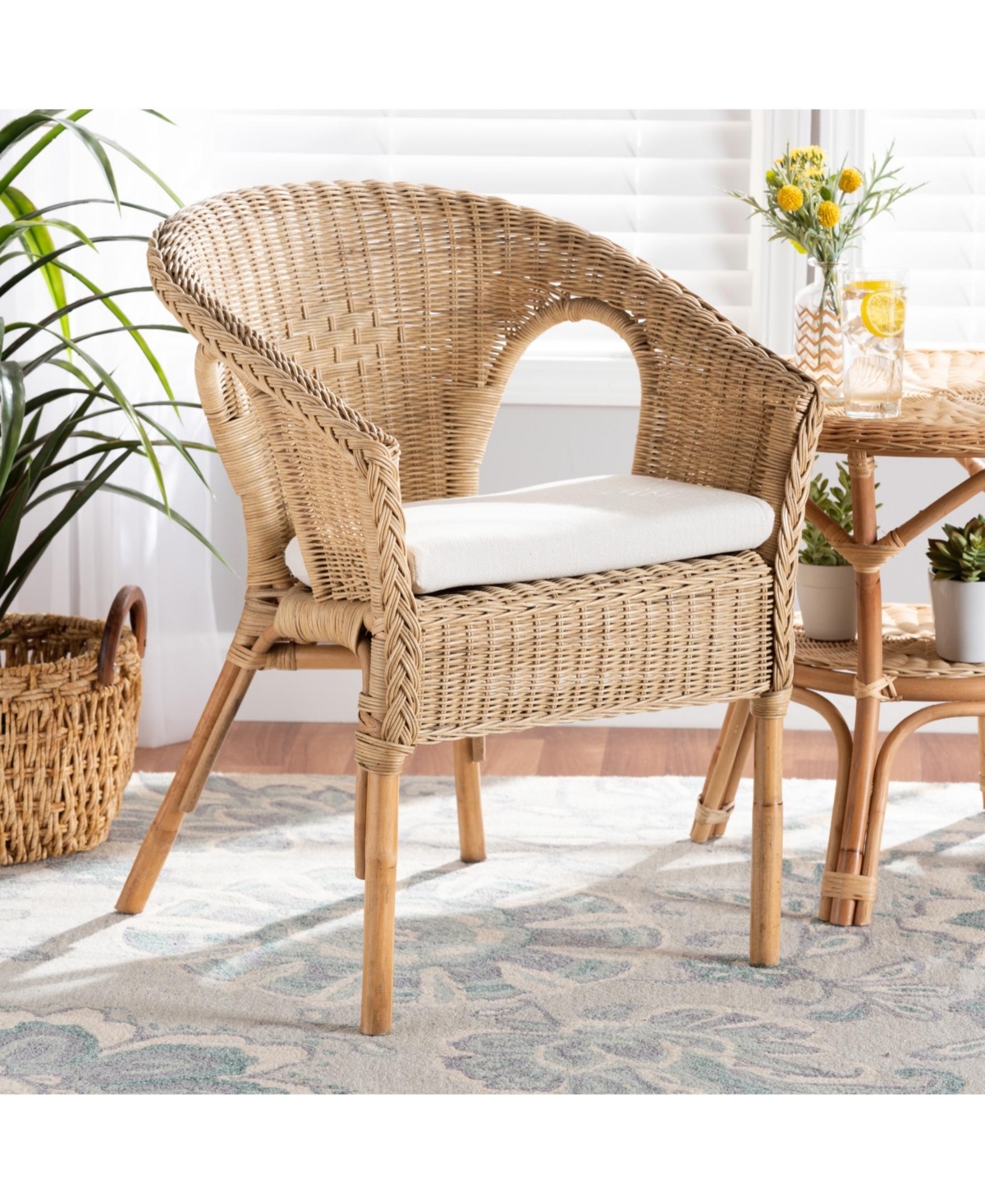 Furniture Abbey 22.8" Rattan Bohemian Dining Chair