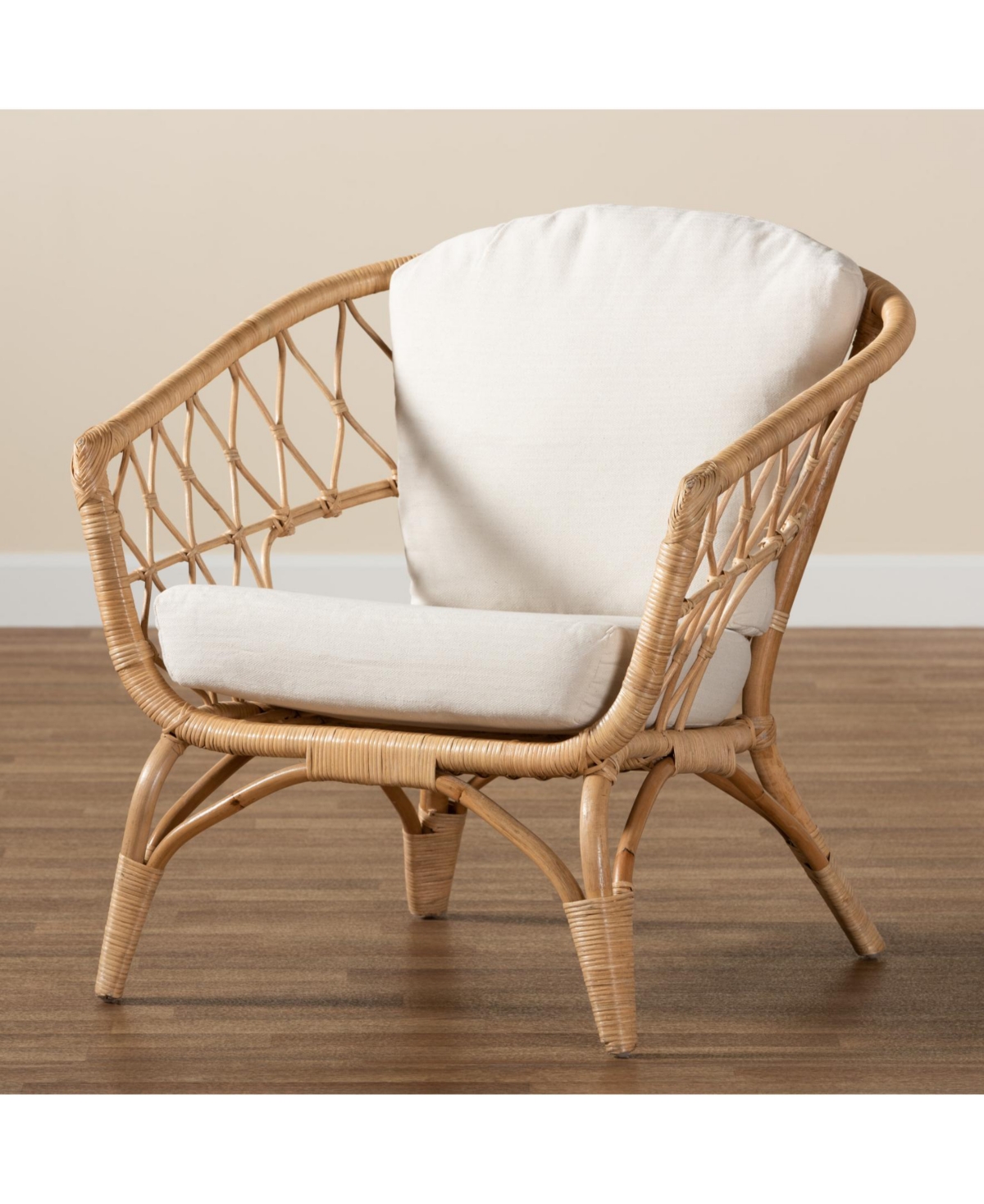 Furniture Feya 29.5" Rattan Bohemian Armchair