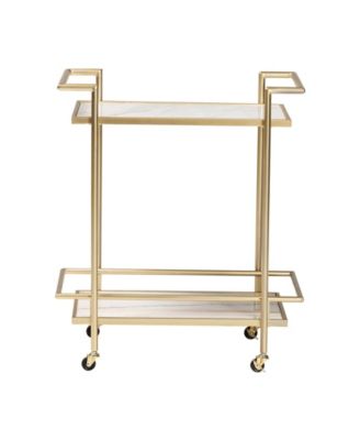 Boxton Studio Louise 27.5" Marble Contemporary Wine Cart