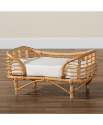 Malino 23.6" Rattan Bohemian Pet Bed with Cushion