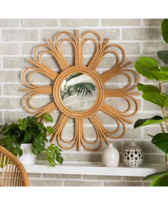 Sakura 23.2" Rattan Bohemian Accent Wall Mirror