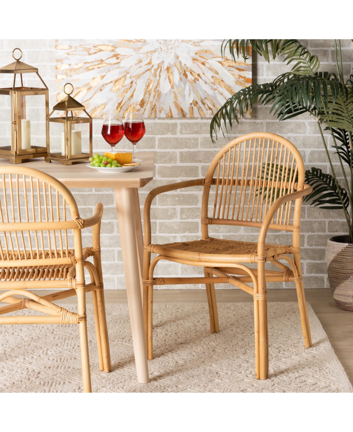 Furniture Tugera 22" Rattan Bohemian Dining Chair