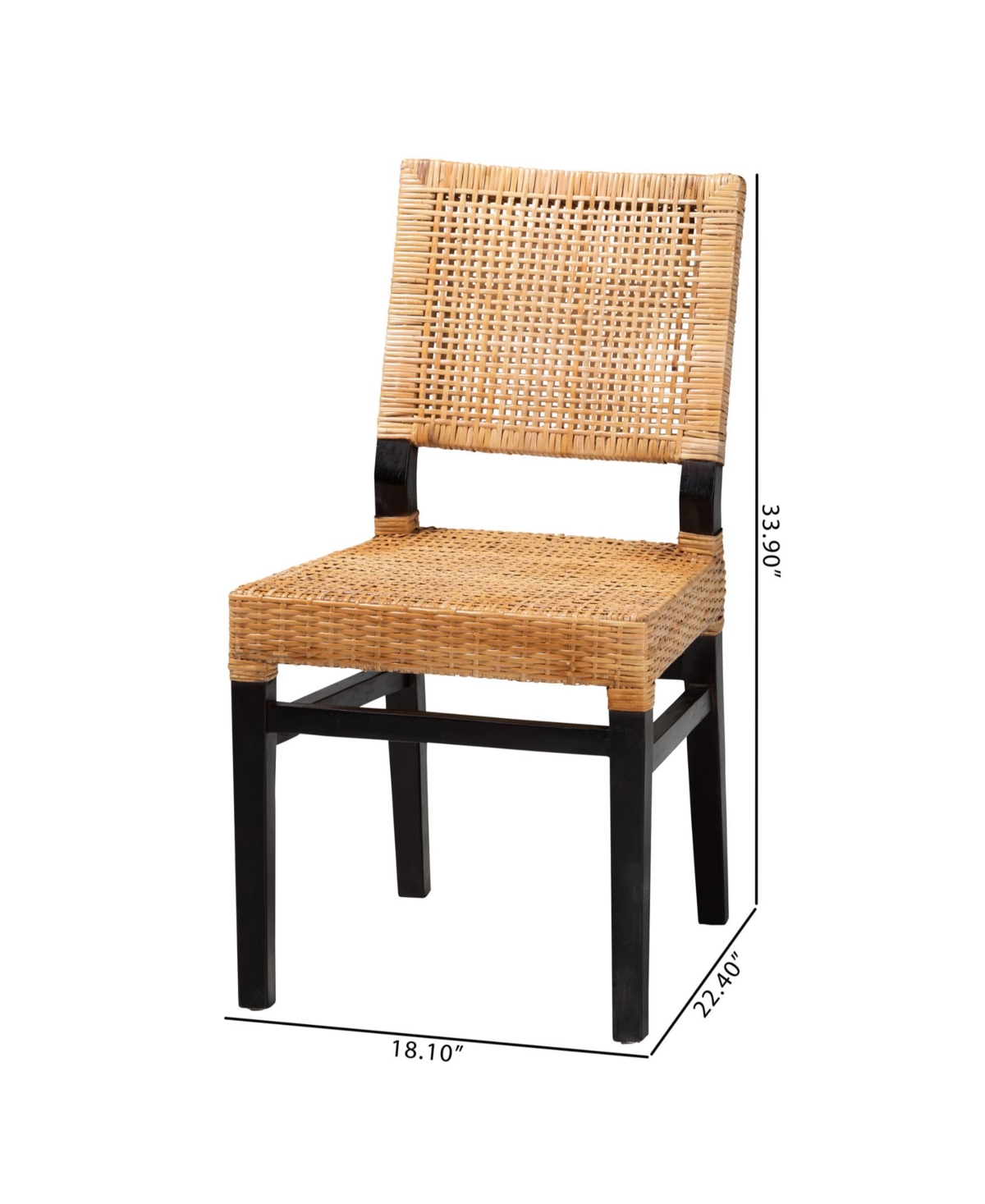 Furniture Lesia 22.4" Rattan Bohemian Dining Chair