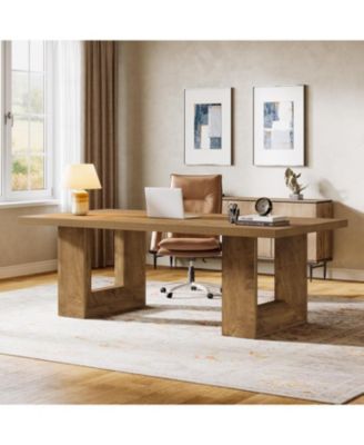 Home Office Desk, 62.99" Large Farmhouse Executive Desk, Computer Table, Writing Table