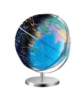 Illuminated World Globe 13" Educational LED Constellation Globe Metal Base