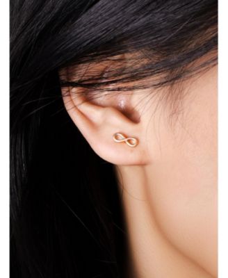 Infinity Stud Earrings in 14K Gold, approx. 1.5 grams.