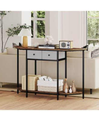 51" Console Table with 2 Drawers Open Storage Shelf 2-Tier Entryway Table